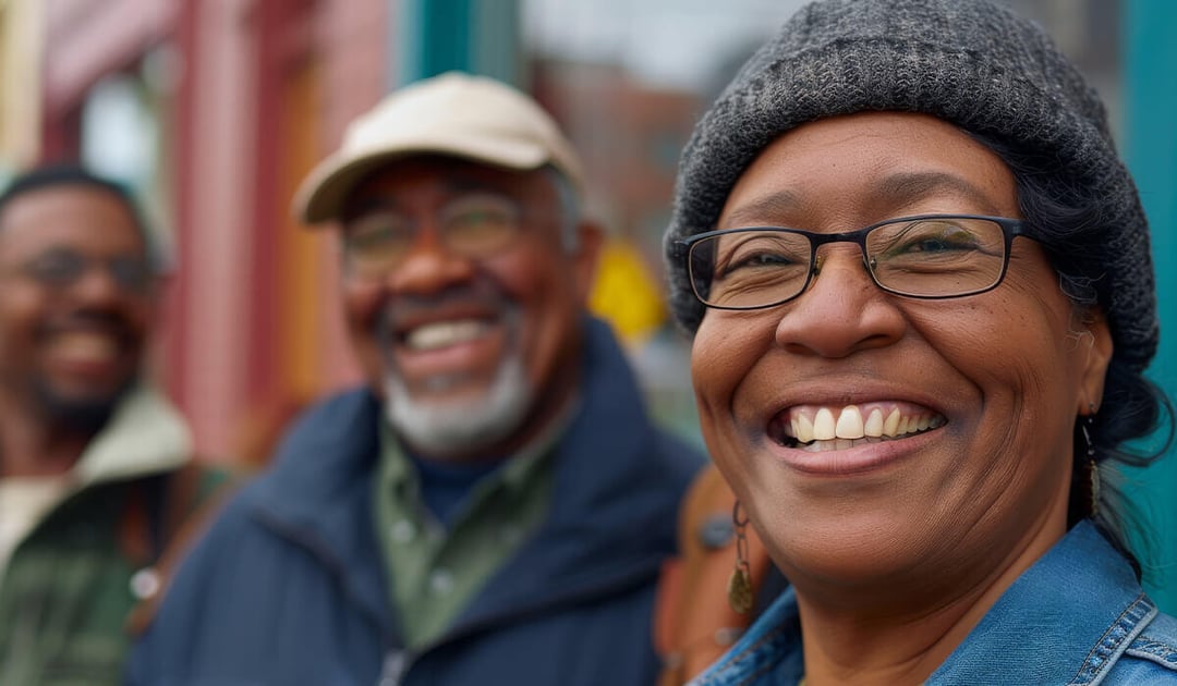 Black couple outside on a cold day