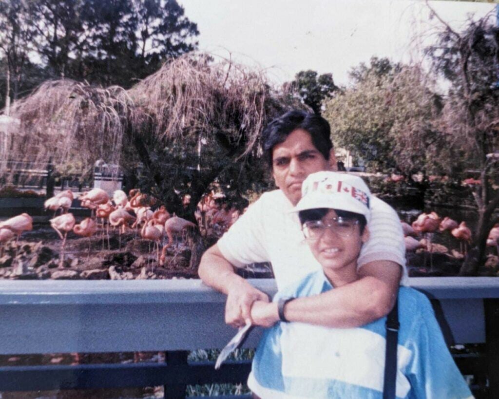 Neil Patel with his father at a zoo